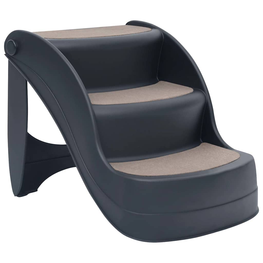 vidaXL Folding 3-Step Dog Stairs Dark Grey 2