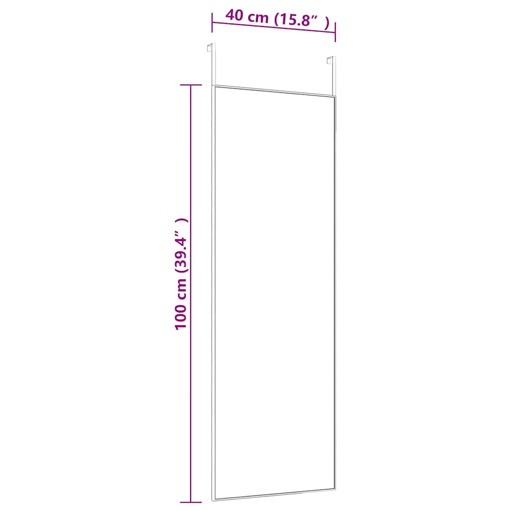 vidaXL Door Mirror Black 40x100 cm Glass and Aluminium 4