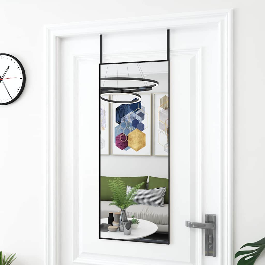 vidaXL Door Mirror Black 40x100 cm Glass and Aluminium 1