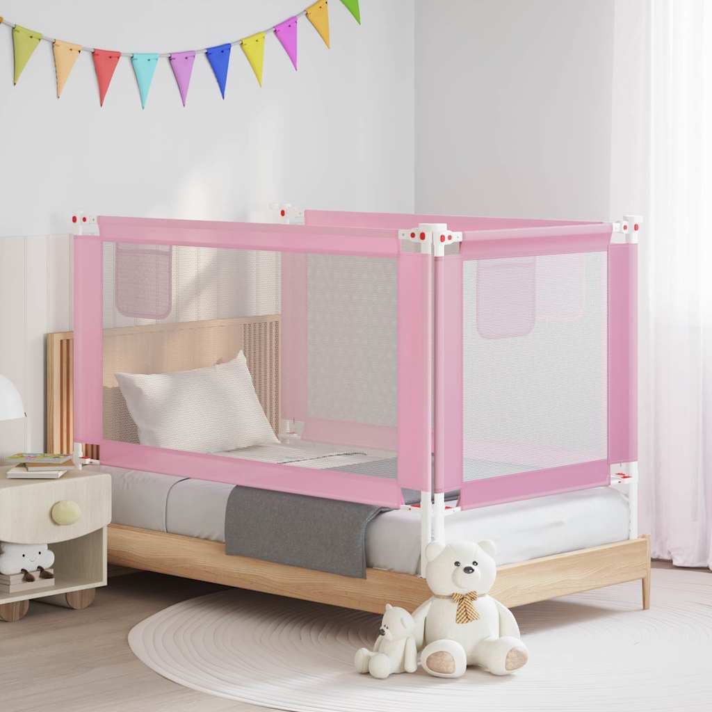 vidaXL Toddler Safety Bed Rail Pink 150x25 cm Fabric 1