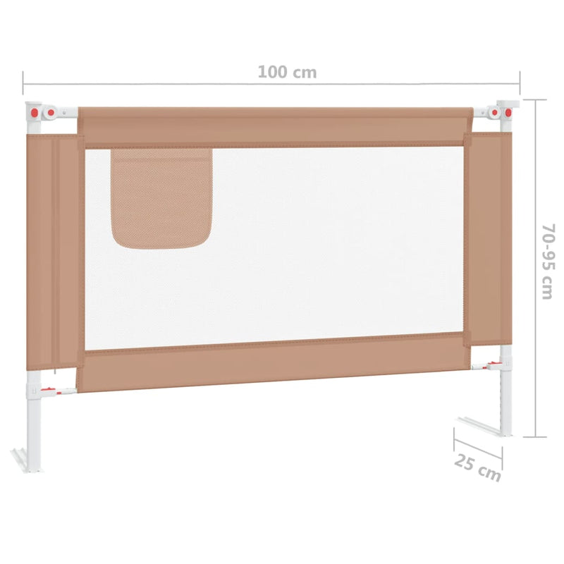 Toddler Safety Bed Rail Taupe 100x25 cm Fabric