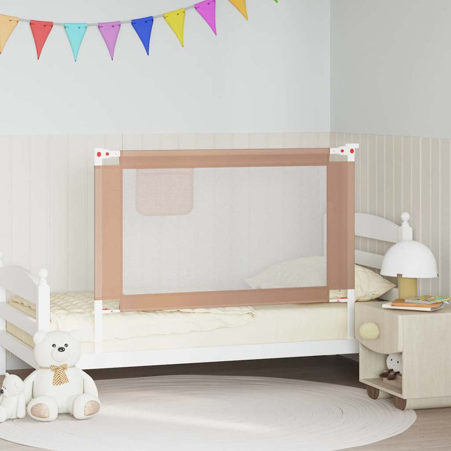 10218 vidaXL Toddler Safety Bed Rail Taupe 120x25 cm Fabric 1