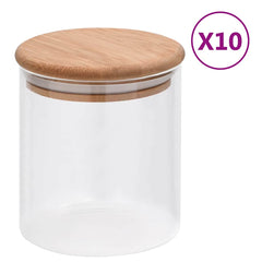vidaXL Storage Glass Jars with Bamboo Lid 10 pcs 600 ml 1