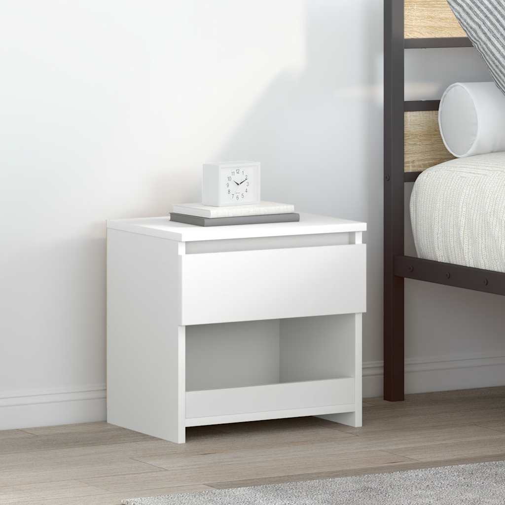 803443 vidaXL Bedside Cabinet White 40x30x39 cm Engineered Wood 1