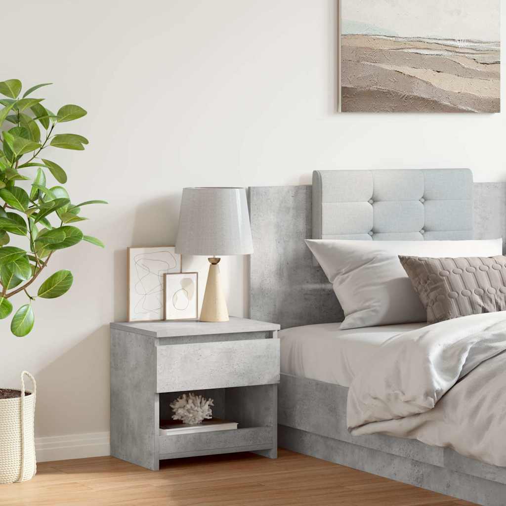 803451 vidaXL Bedside Cabinet Concrete Grey 40x30x39 cm Engineered Wood 3