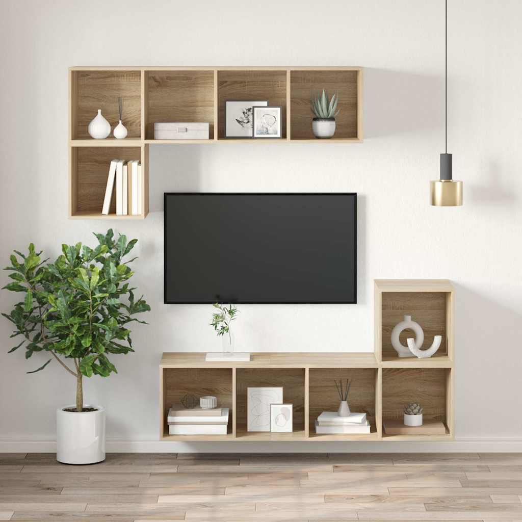 vidaXL TV Cabinet | Sonoma Oak | Engineered Wood | 37x37x107 cm | TV Cabinet 4