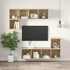 vidaXL TV Cabinet | Sonoma Oak | Engineered Wood | 37x37x107 cm | TV Cabinet 4