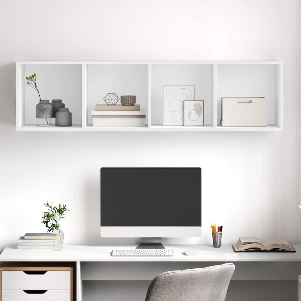 vidaXL TV Cabinet | White | Engineered Wood | Medium |  Wall Mounting 4