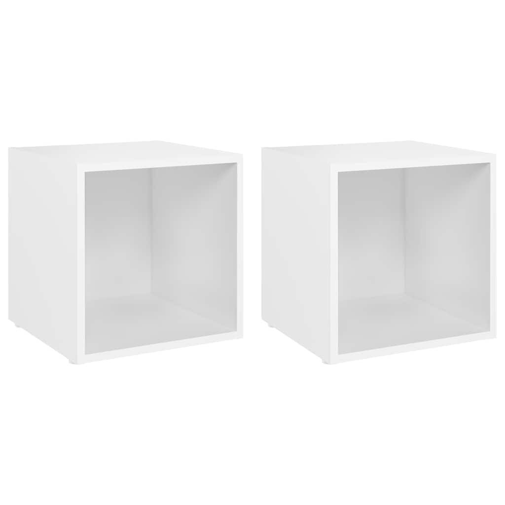 805499 vidaXL 2 Piece TV Cabinet Set White 37x35x37 cm Engineered Wood 2