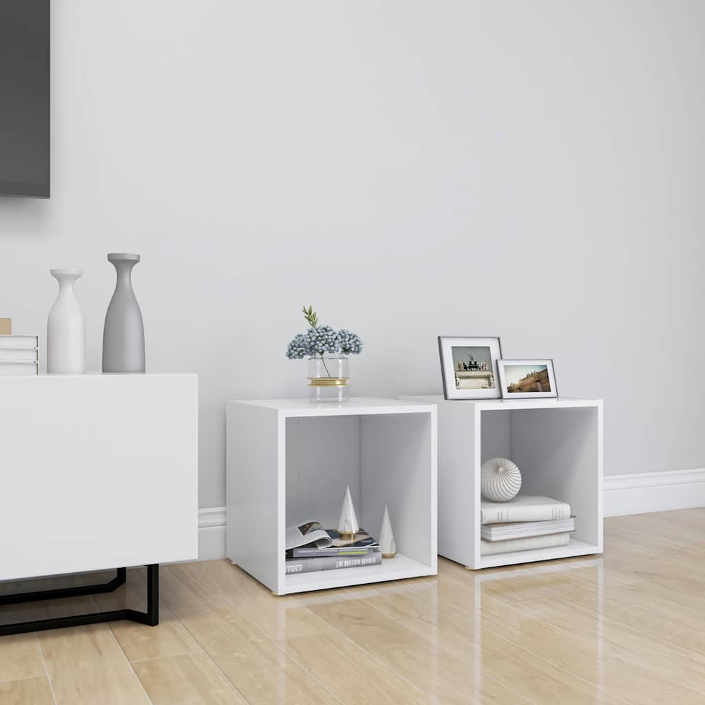 805499 vidaXL 2 Piece TV Cabinet Set White 37x35x37 cm Engineered Wood 1