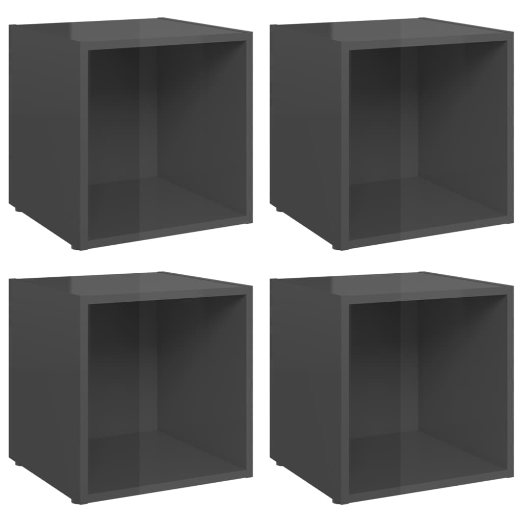 805524 vidaXL 4 Piece TV Cabinet Set High Gloss Grey 37x35x37 cm Engineered Wood 2