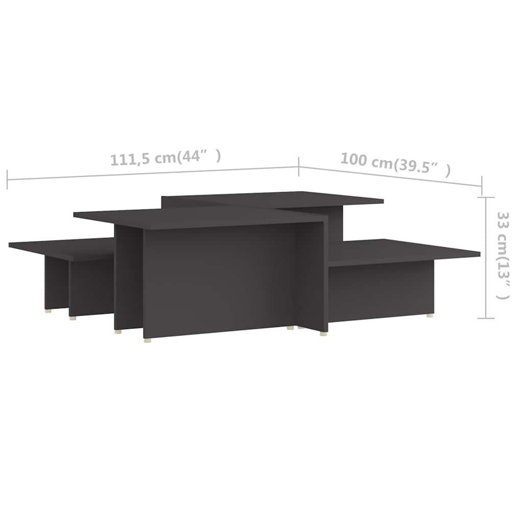 vidaXL Coffee Tables 2 pcs Grey 111.5x50x33 cm Engineered Wood 6