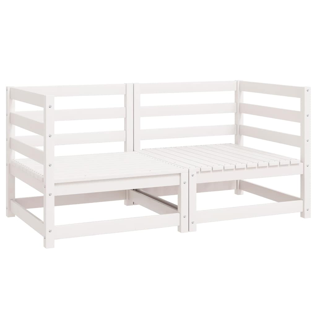 Garden Corner Sofas 2 pcs Solid Wood Pine Corner sofa (2 pcs) White