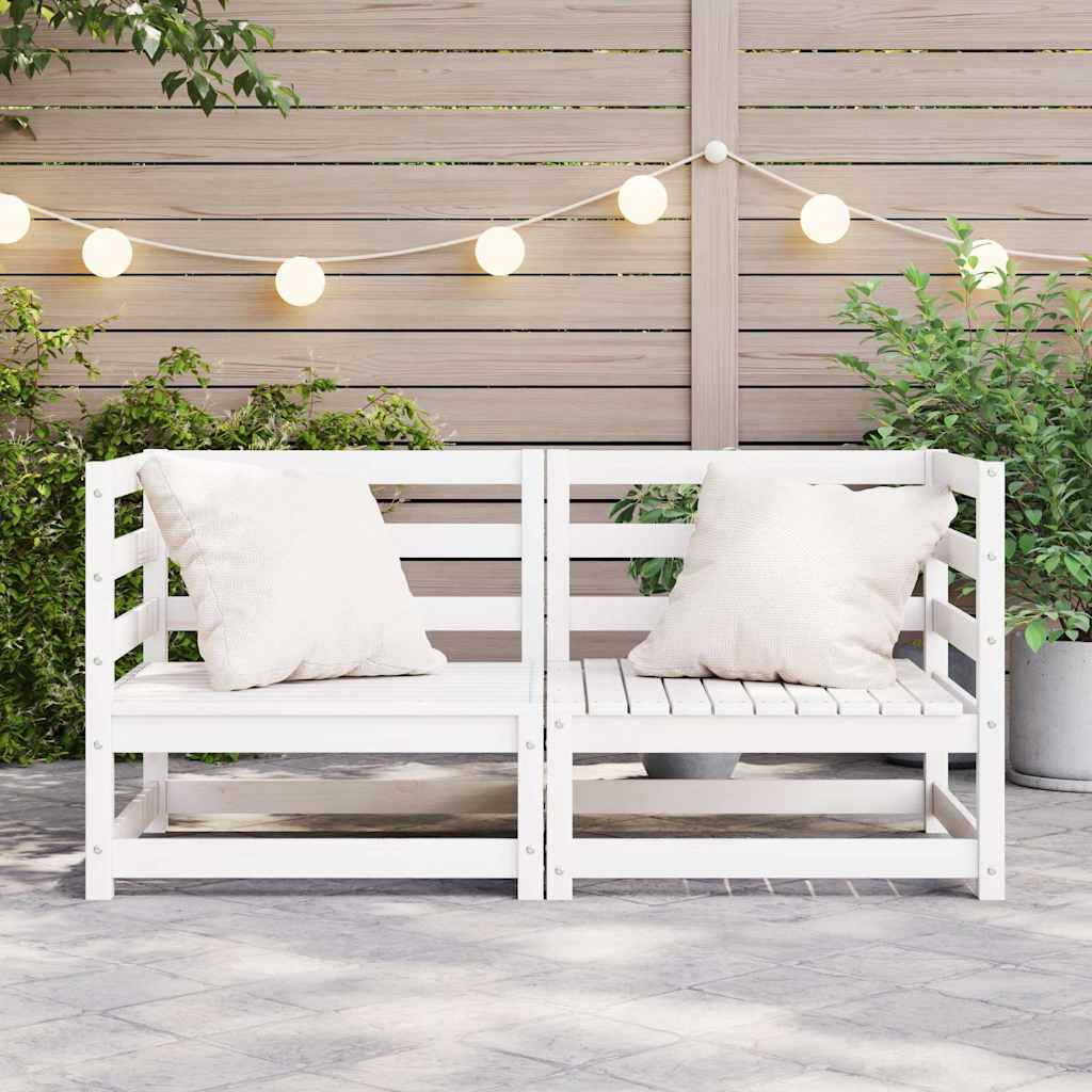 Garden Corner Sofas 2 pcs Solid Wood Pine Corner sofa (2 pcs) White