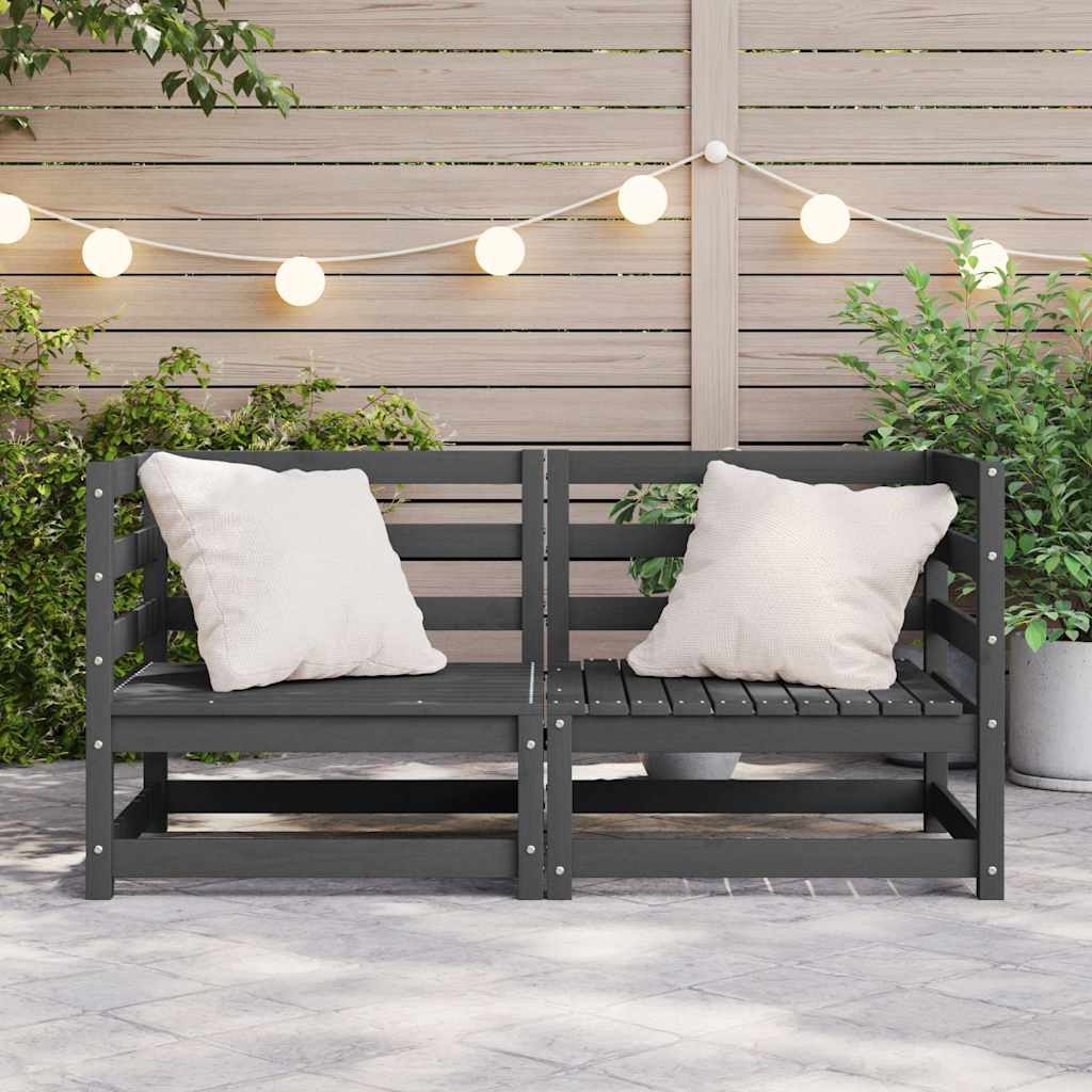 vidaXL Garden Corner Sofas 2 pcs Grey Solid Wood Pine 3