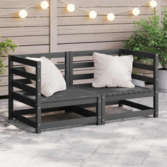 vidaXL Garden Corner Sofas 2 pcs Grey Solid Wood Pine 1