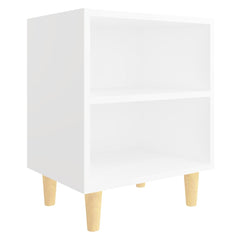 805779 vidaXL Bed Cabinet with Solid Wood Legs White 40x30x50 cm 2
