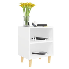 805779 vidaXL Bed Cabinet with Solid Wood Legs White 40x30x50 cm 5