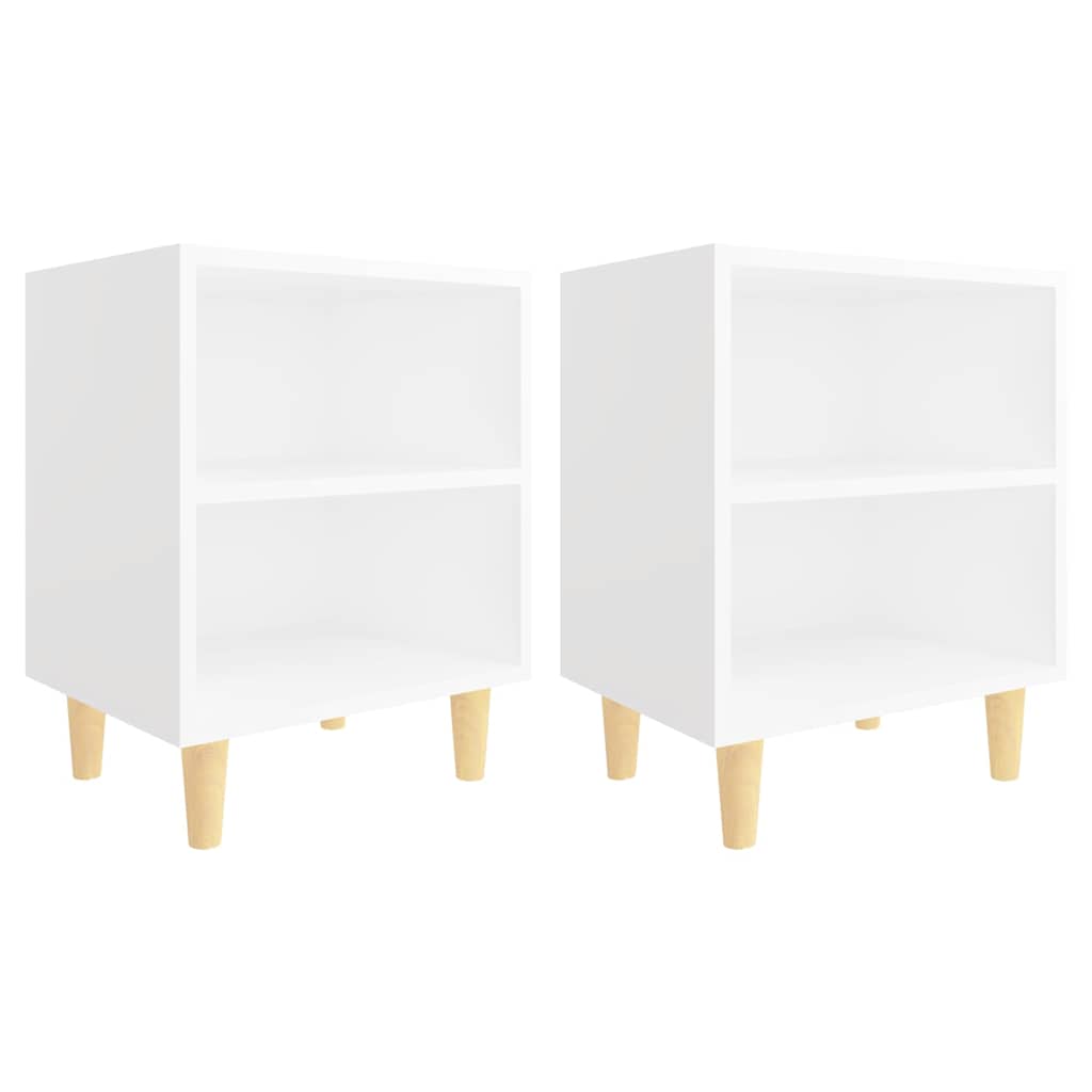 805780 vidaXL Bed Cabinets with Solid Wood Legs 2 pcs White 40x30x50 cm 2