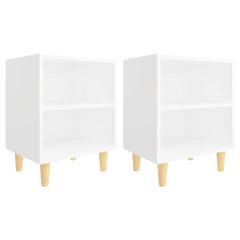 805780 vidaXL Bed Cabinets with Solid Wood Legs 2 pcs White 40x30x50 cm 2