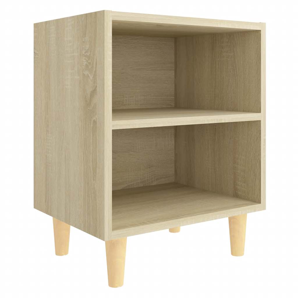 805785 vidaXL Bed Cabinet with Solid Wood Legs Sonoma Oak 40x30x50 cm 2