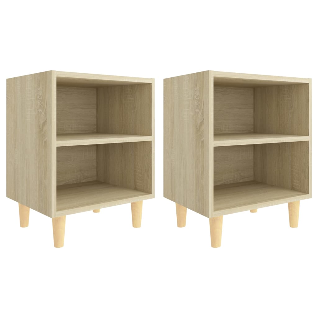 805786 vidaXL Bed Cabinets with Solid Wood Legs 2 pcs Sonoma Oak 40x30x50 cm 2