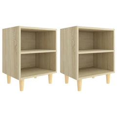 805786 vidaXL Bed Cabinets with Solid Wood Legs 2 pcs Sonoma Oak 40x30x50 cm 2