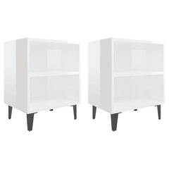 vidaXL Bed Cabinet | Set of 2 | High gloss white | Engineered wood, metal 2