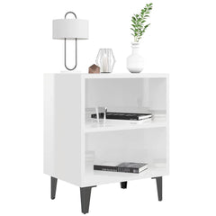 vidaXL Bed Cabinet | Set of 2 | High gloss white | Engineered wood, metal 4