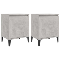 805842 vidaXL Bed Cabinets with Metal Legs Concrete Grey 40x30x50 cm 2