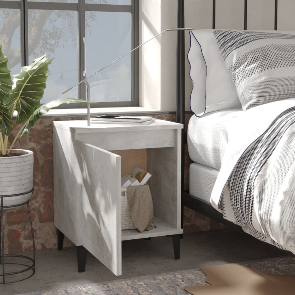 805842 vidaXL Bed Cabinets with Metal Legs Concrete Grey 40x30x50 cm 3