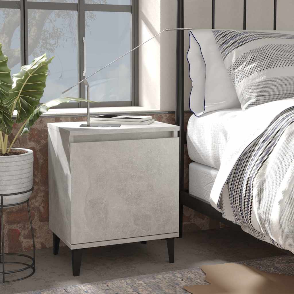 805842 vidaXL Bed Cabinets with Metal Legs Concrete Grey 40x30x50 cm 1