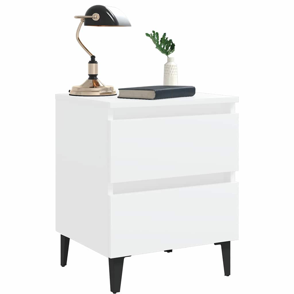 vidaXL Bed Cabinet | White | Engineered wood, Metal (legs) | Medium |  Sleek 6