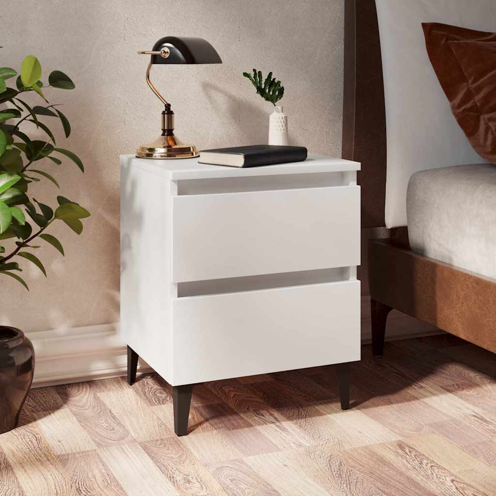 vidaXL Bed Cabinet | White | Engineered wood, Metal (legs) | Medium |  Sleek 1