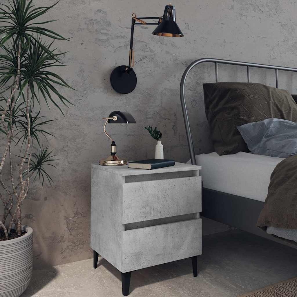 vidaXL Bed Cabinet | Concrete grey | Engineered wood | 40x35x50 cm | Bed Cabinet 1