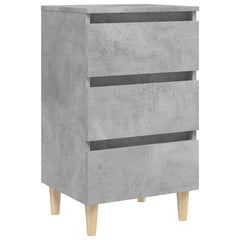 805895 vidaXL Bed Cabinet with Solid Wood Legs Concrete Grey 40x35x69 cm 2
