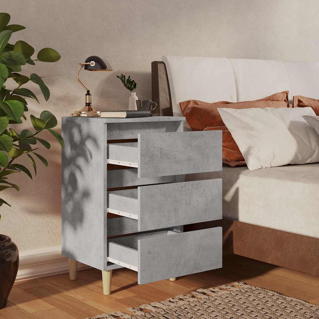 805895 vidaXL Bed Cabinet with Solid Wood Legs Concrete Grey 40x35x69 cm 3