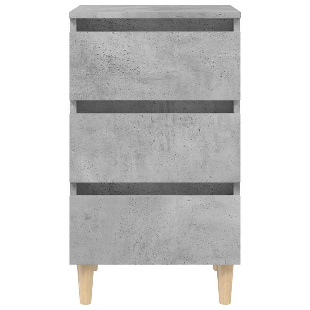 805895 vidaXL Bed Cabinet with Solid Wood Legs Concrete Grey 40x35x69 cm 4