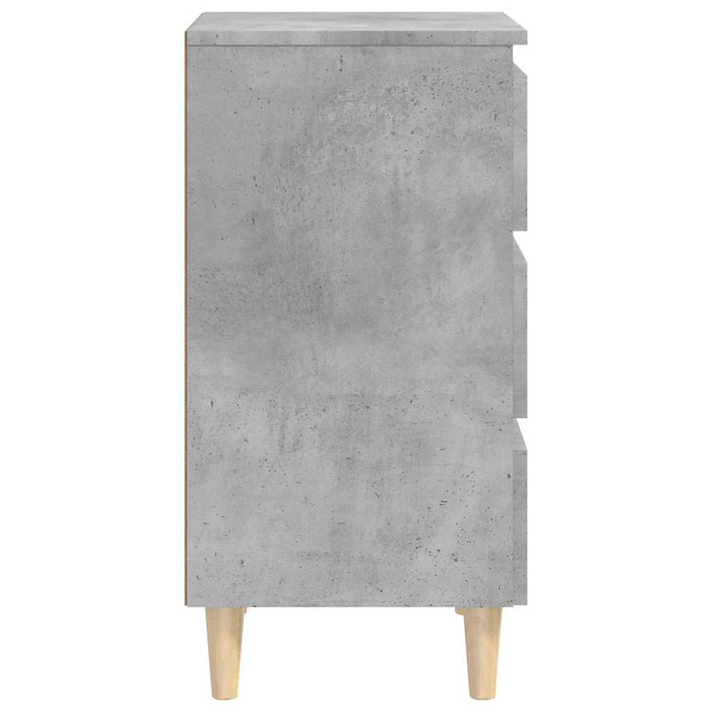 805895 vidaXL Bed Cabinet with Solid Wood Legs Concrete Grey 40x35x69 cm 6