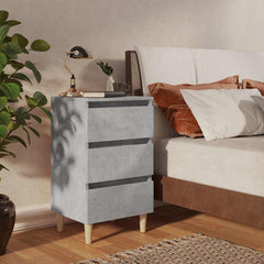 805895 vidaXL Bed Cabinet with Solid Wood Legs Concrete Grey 40x35x69 cm 1