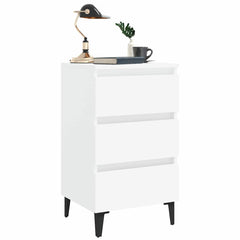805905 vidaXL Bed Cabinet with Metal Legs White 40x35x69 cm 6