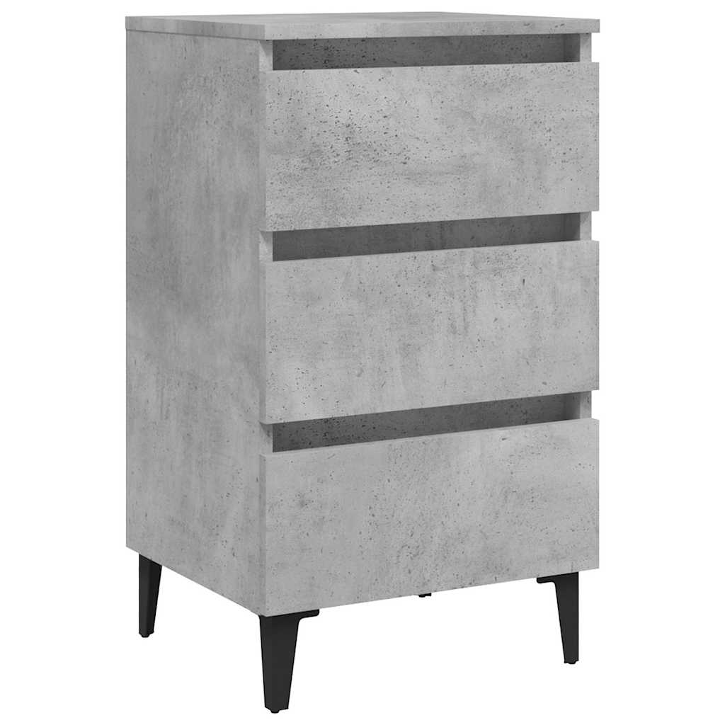 805913 vidaXL Bed Cabinet with Metal Legs Concrete Grey 40x35x69 cm 2