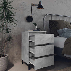 805913 vidaXL Bed Cabinet with Metal Legs Concrete Grey 40x35x69 cm 3