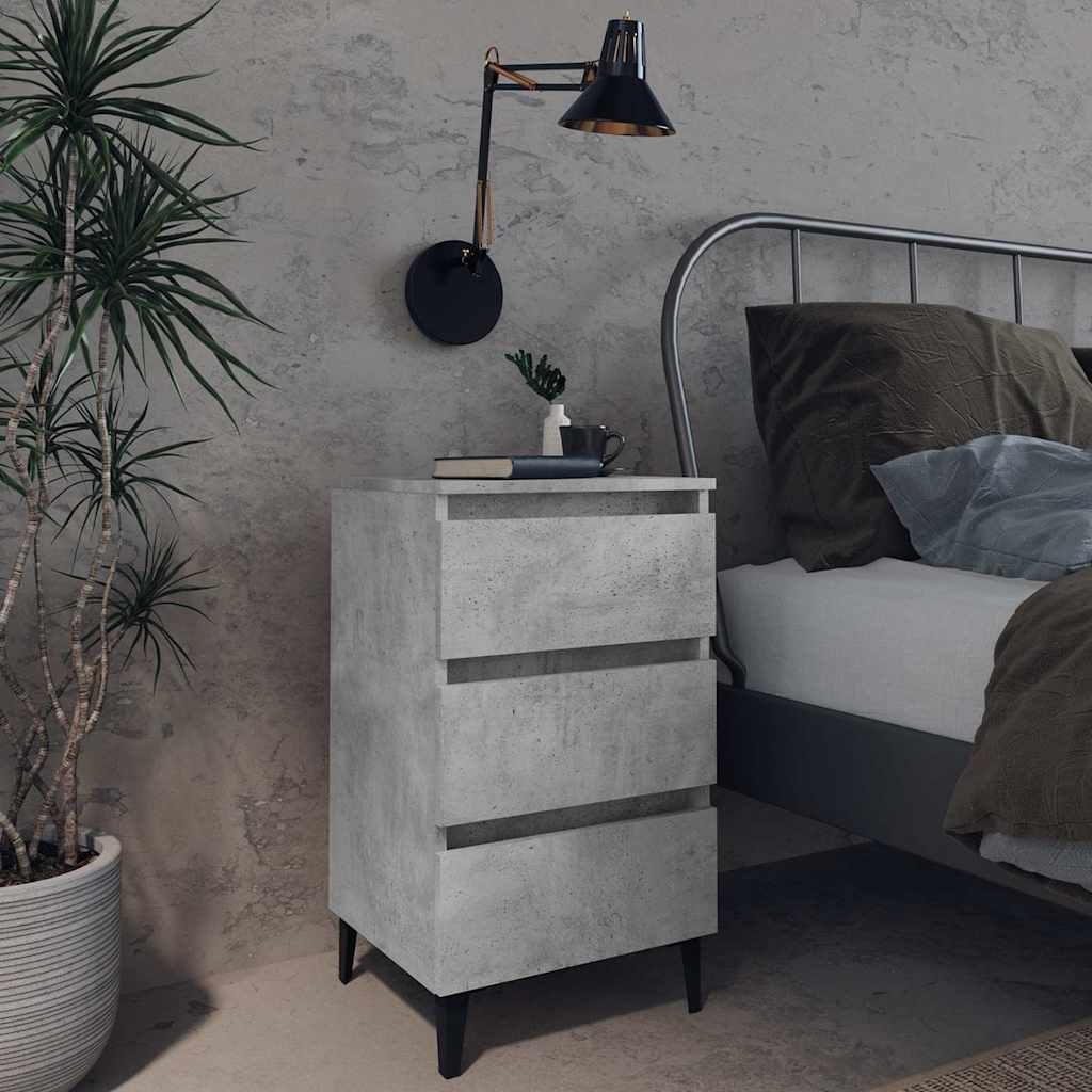 805913 vidaXL Bed Cabinet with Metal Legs Concrete Grey 40x35x69 cm 1