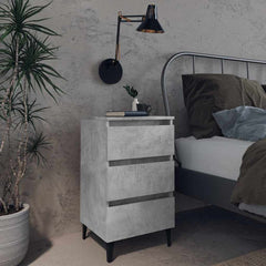 805913 vidaXL Bed Cabinet with Metal Legs Concrete Grey 40x35x69 cm 1