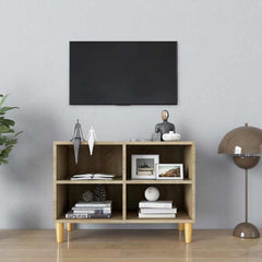 805926 vidaXL TV Cabinet with Solid Wood Legs Sonoma Oak 69,5x30x50 cm 1