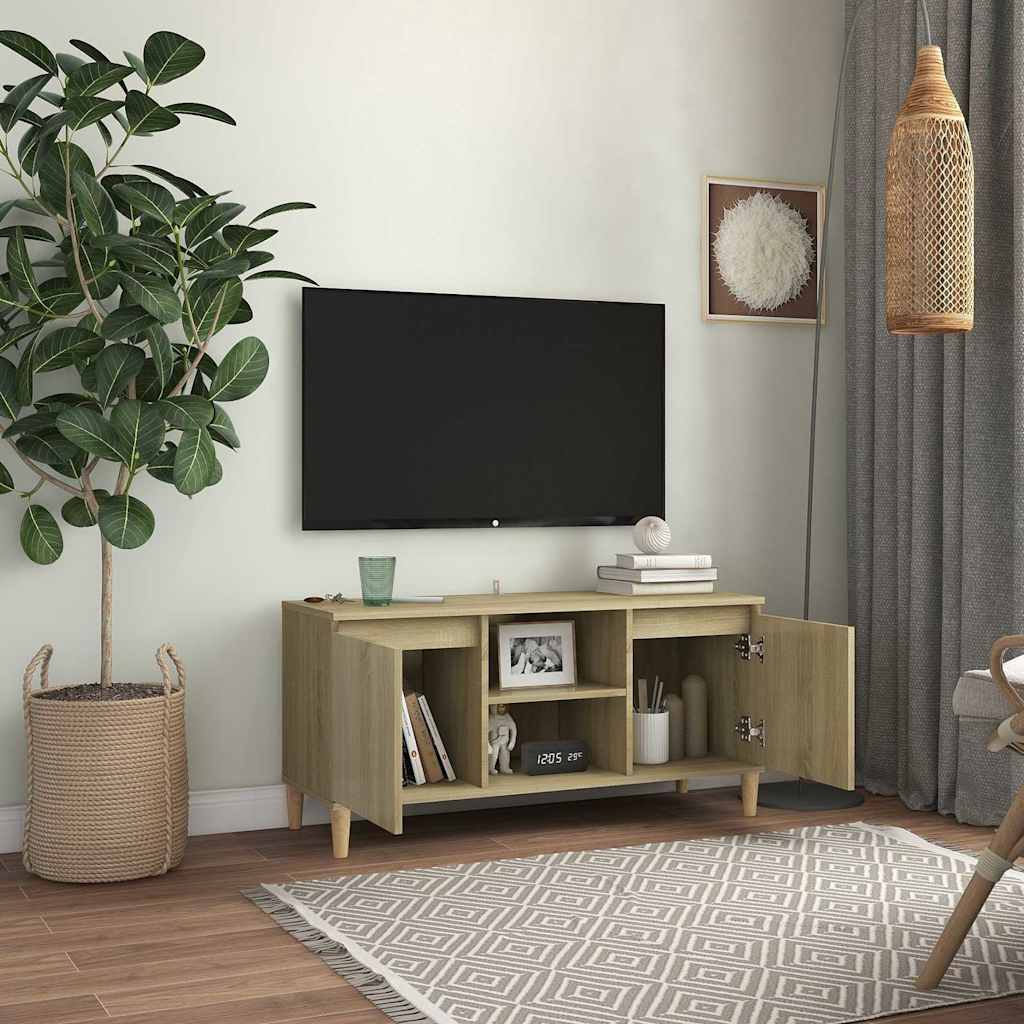 TV Cabinet with Solid Wood Legs