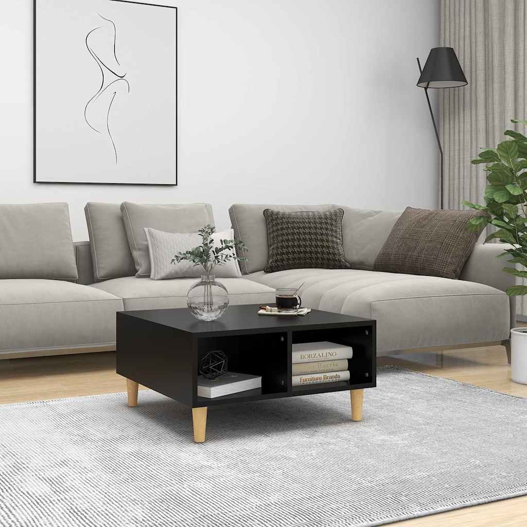 vidaXL Coffee Table | Black | Engineered wood, solid eucalyptus wood | Medium 1