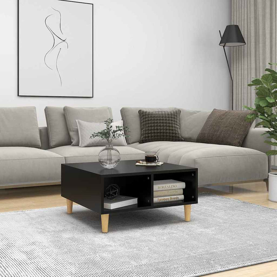 vidaXL Coffee Table | Black | Engineered wood, solid eucalyptus wood | Medium 1