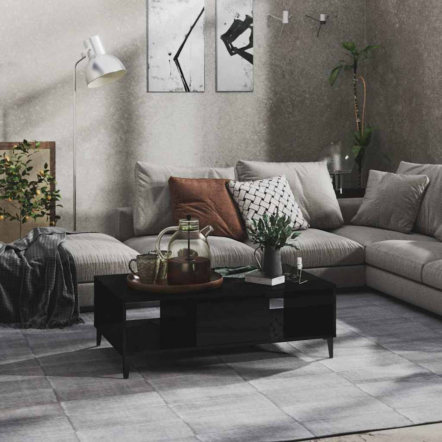 806029 vidaXL Coffee Table High Gloss Black 103,5x60x35 cm Engineered Wood 1